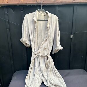 Women’s Urban Outfitters double breasted one piece beige linen jumpsuit